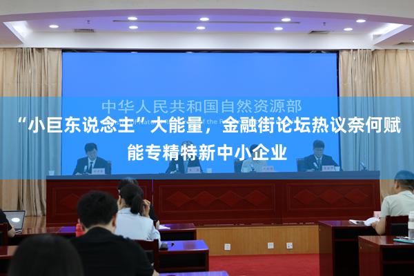 “小巨东说念主”大能量，金融街论坛热议奈何赋能专精特新中小企业