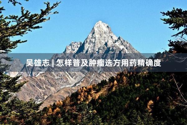 吴雄志 | 怎样普及肿瘤选方用药精确度