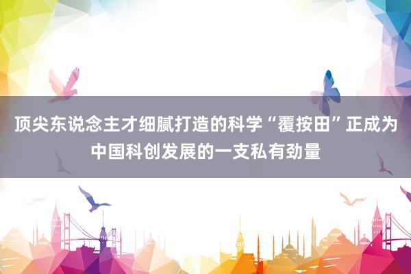 顶尖东说念主才细腻打造的科学“覆按田”正成为中国科创发展的一支私有劲量