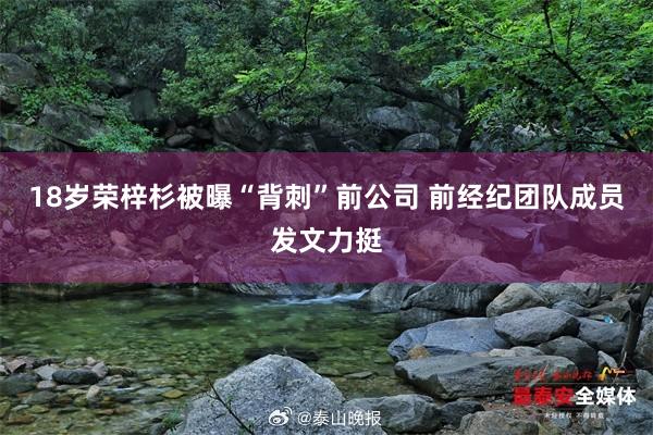18岁荣梓杉被曝“背刺”前公司 前经纪团队成员发文力挺