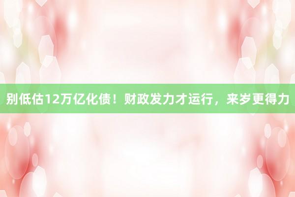 别低估12万亿化债！财政发力才运行，来岁更得力