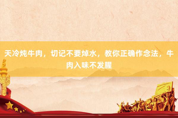 天冷炖牛肉，切记不要焯水，教你正确作念法，牛肉入味不发腥